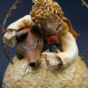 The Little Prince with the Fox under the Arch on a Yellow Sphere isidaart