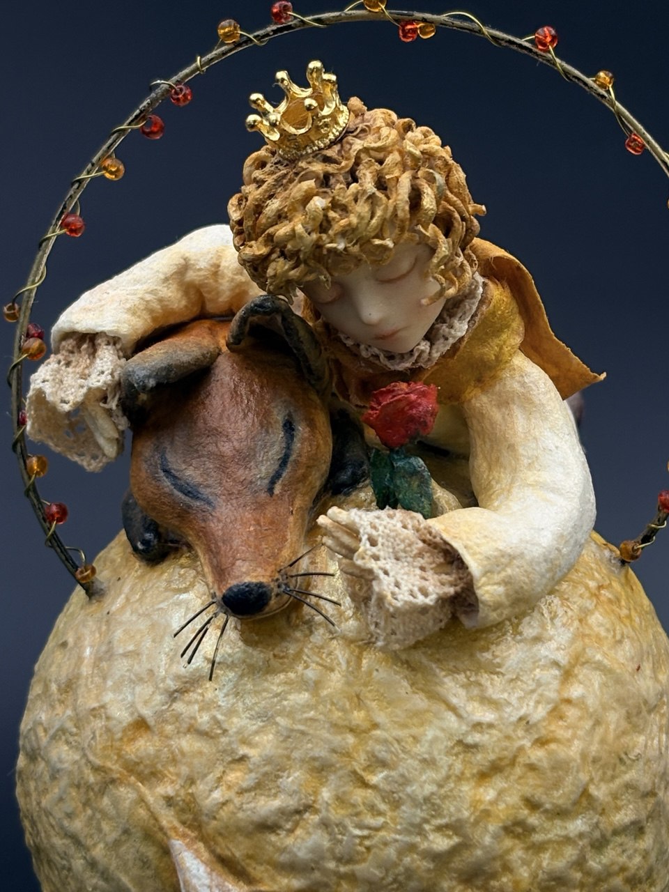 The Little Prince with the Fox under the Arch on a Yellow Sphere isidaart