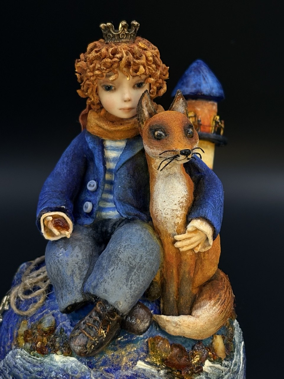 Light for Those Who Are Waited For Handmade Collectible Little Prince Doll with Fox Isida Art
